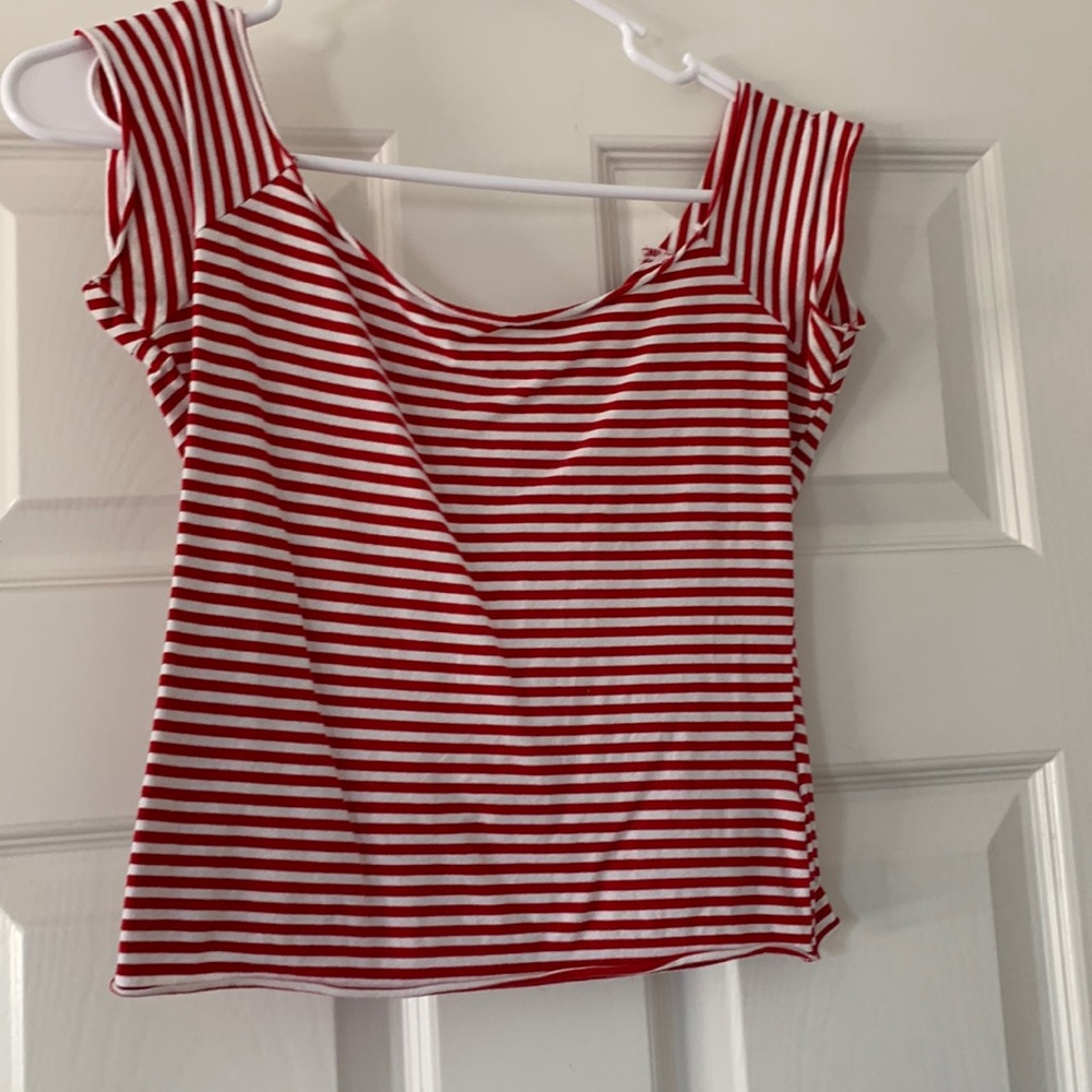Red and white brandy melville top